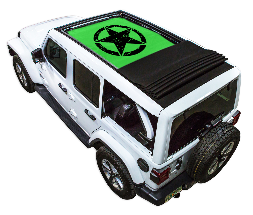 Jeep Wrangler JLU Sky One Touch Power Top Sun Shade Stock Printed Shade Top (2018–2026)