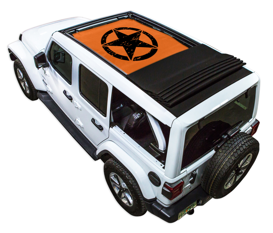 Jeep Wrangler JLU Sky One Touch Power Top Sun Shade Stock Printed Shade Top (2018–2026)