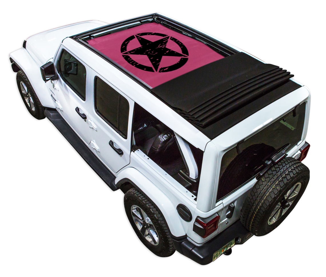 Jeep Wrangler JLU Sky One Touch Power Top Sun Shade Stock Printed Shade Top (2018–2026)