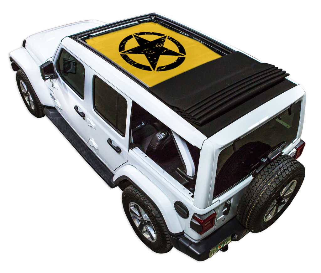 Jeep Wrangler JLU Sky One Touch Power Top Sun Shade Stock Printed Shade Top (2018–2026)