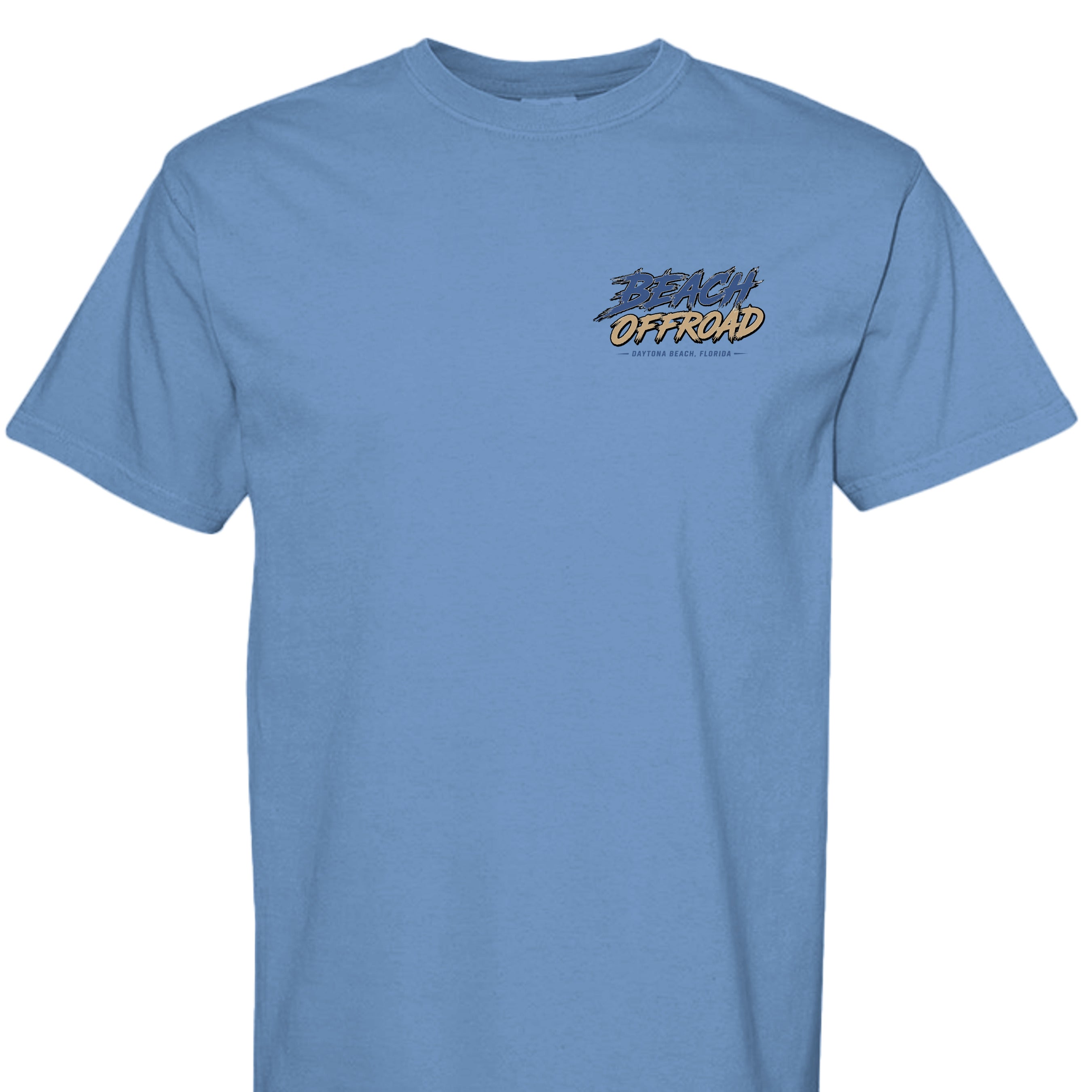 Daytona Beach Offroad T-Shirt in Flo Blue - Front View | Beach Offroad