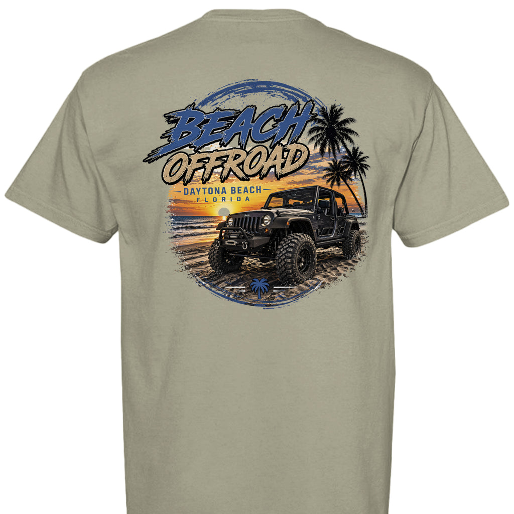 Daytona Beach Offroad T-Shirt in Khaki - Back View | Beach Offroad