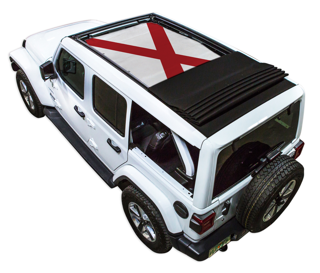 Jeep Wrangler JLU Sky One Touch Power Top Sun Shade Stock Printed Shade Top (2018–2026)