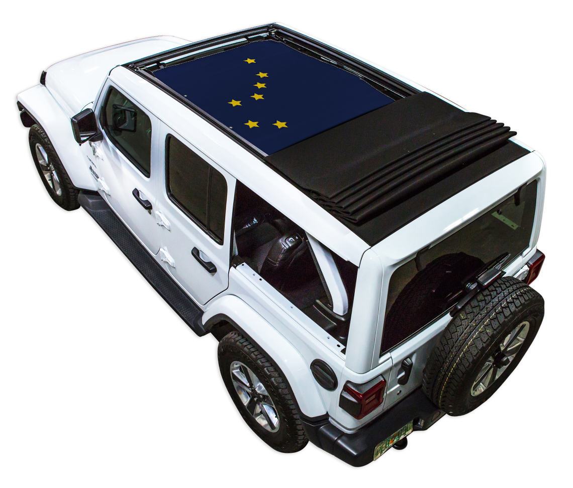Jeep Wrangler JLU Sky One Touch Power Top Sun Shade Stock Printed Shade Top (2018–2026)