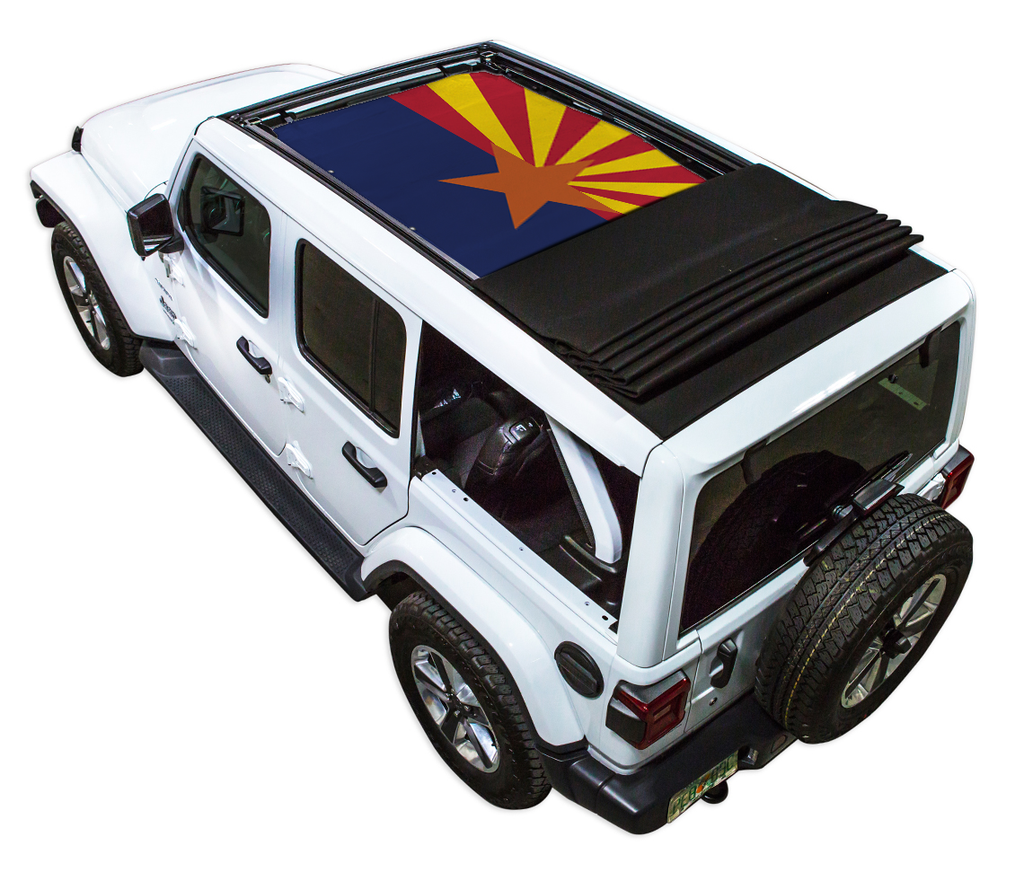 Jeep Wrangler JLU Sky One Touch Power Top Sun Shade Stock Printed Shade Top (2018–2026)