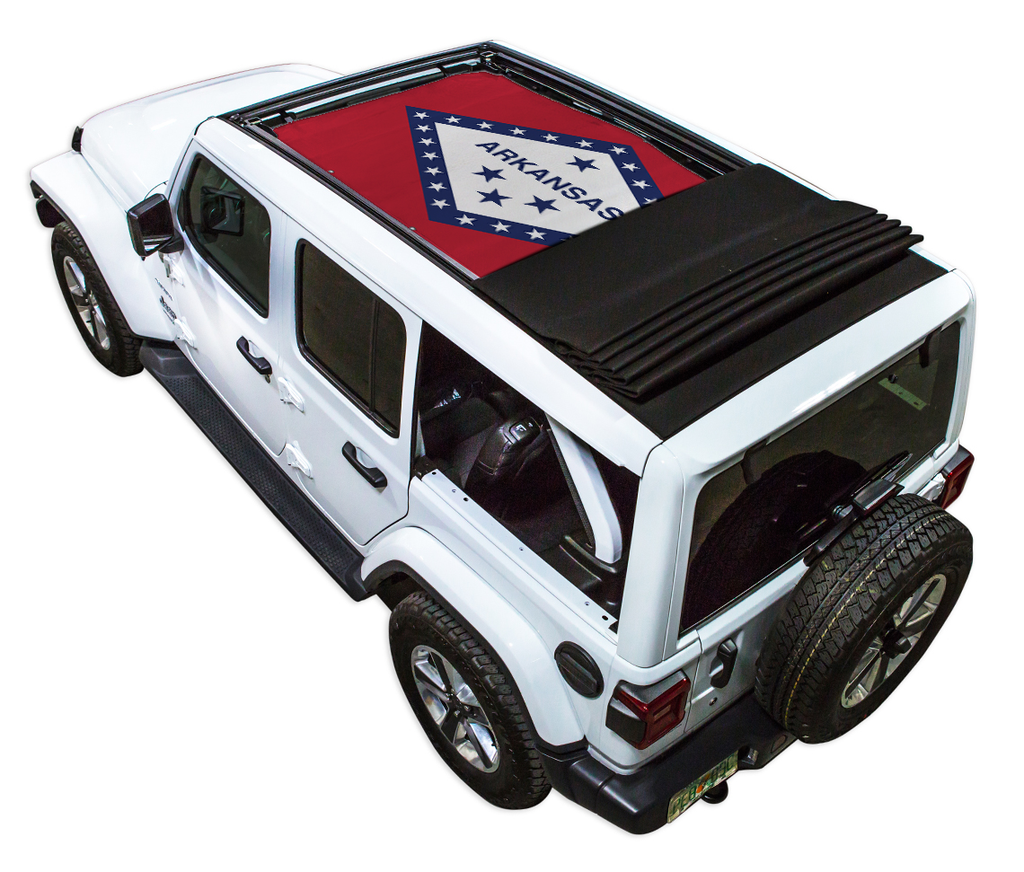 Jeep Wrangler JLU Sky One Touch Power Top Sun Shade Stock Printed Shade Top (2018–2026)