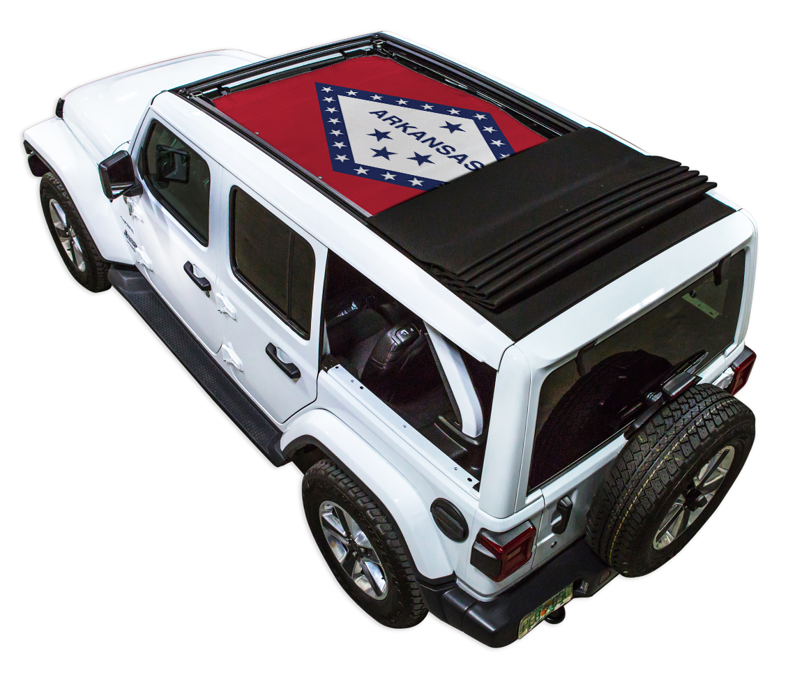 Jeep Wrangler JLU Sky One Touch Power Top Sun Shade Stock Printed Shade Top (2018–2026)