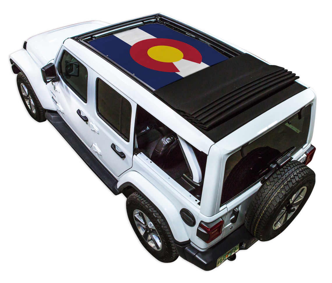 Jeep Wrangler JLU Sky One Touch Power Top Sun Shade Stock Printed Shade Top (2018–2026)