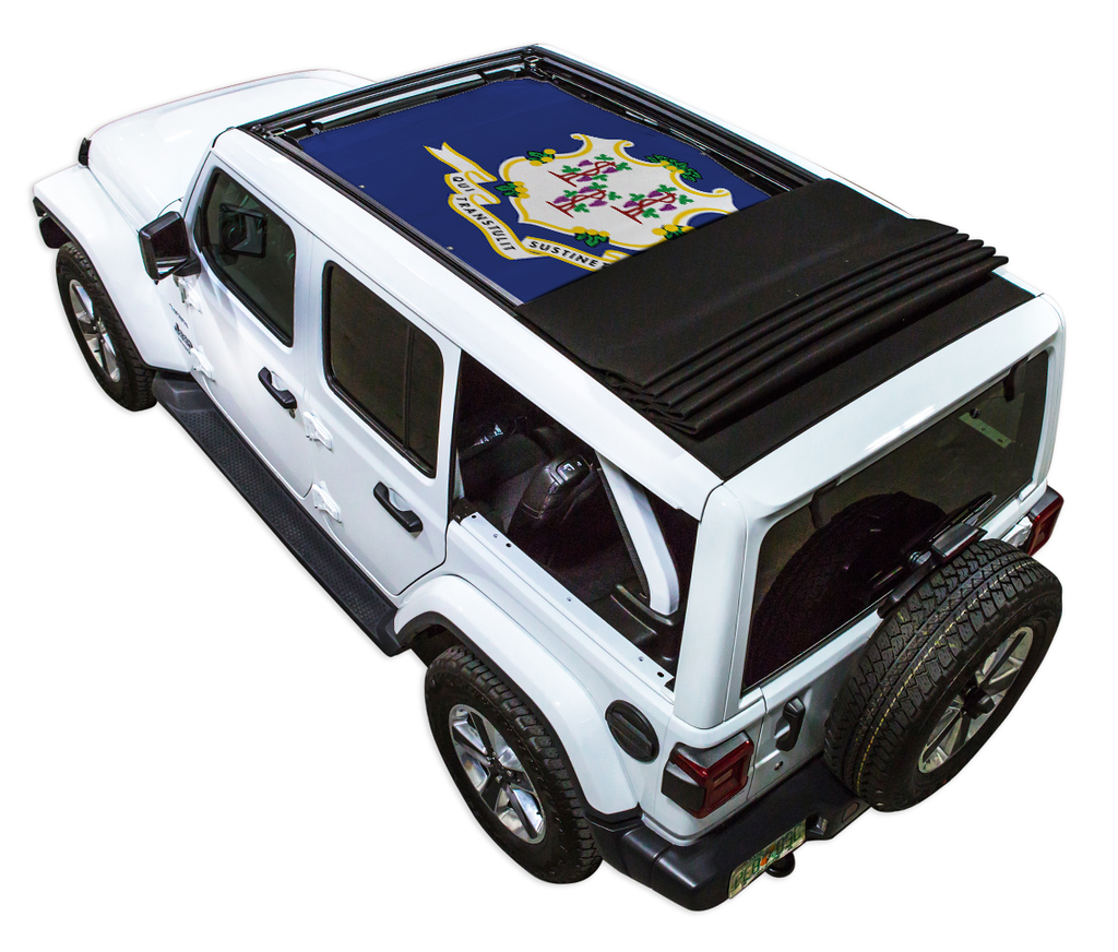 Jeep Wrangler JLU Sky One Touch Power Top Sun Shade Stock Printed Shade Top (2018–2026)
