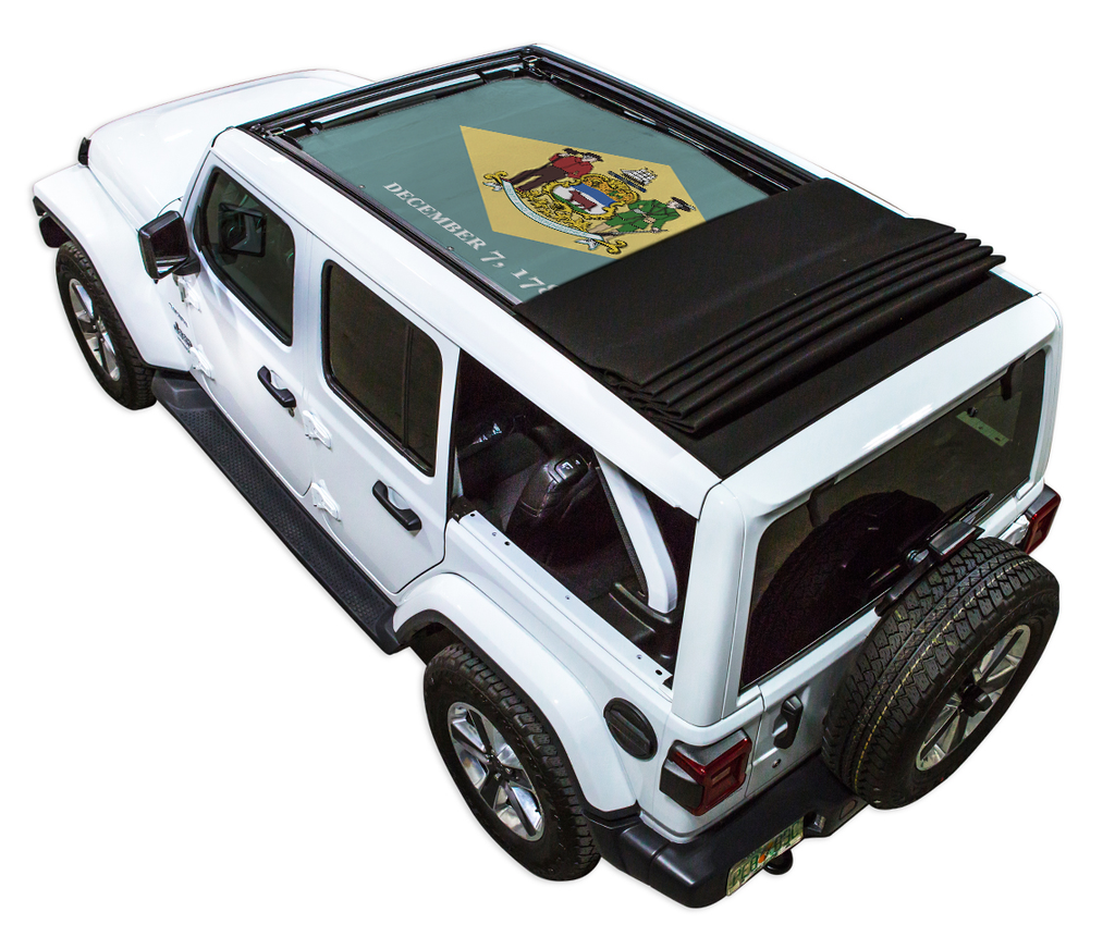 Jeep Wrangler JLU Sky One Touch Power Top Sun Shade Stock Printed Shade Top (2018–2026)