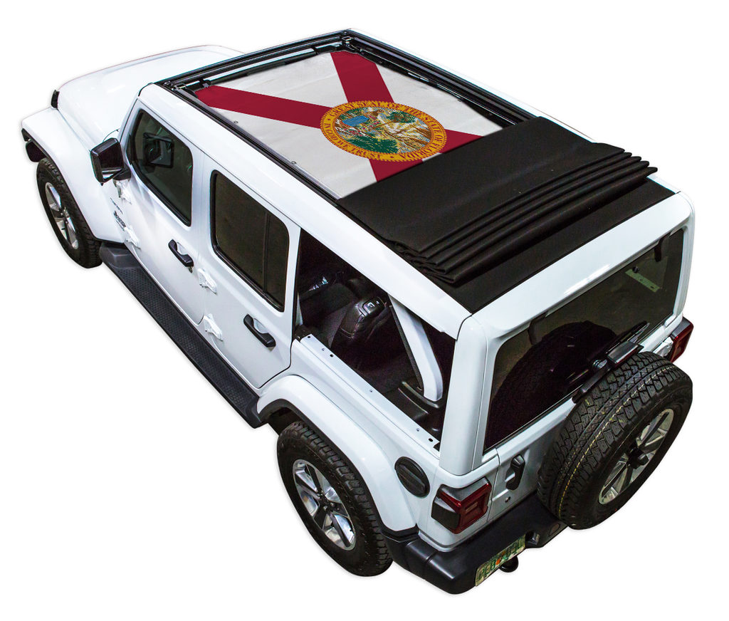 Jeep Wrangler JLU Sky One Touch Power Top Sun Shade Stock Printed Shade Top (2018–2026)