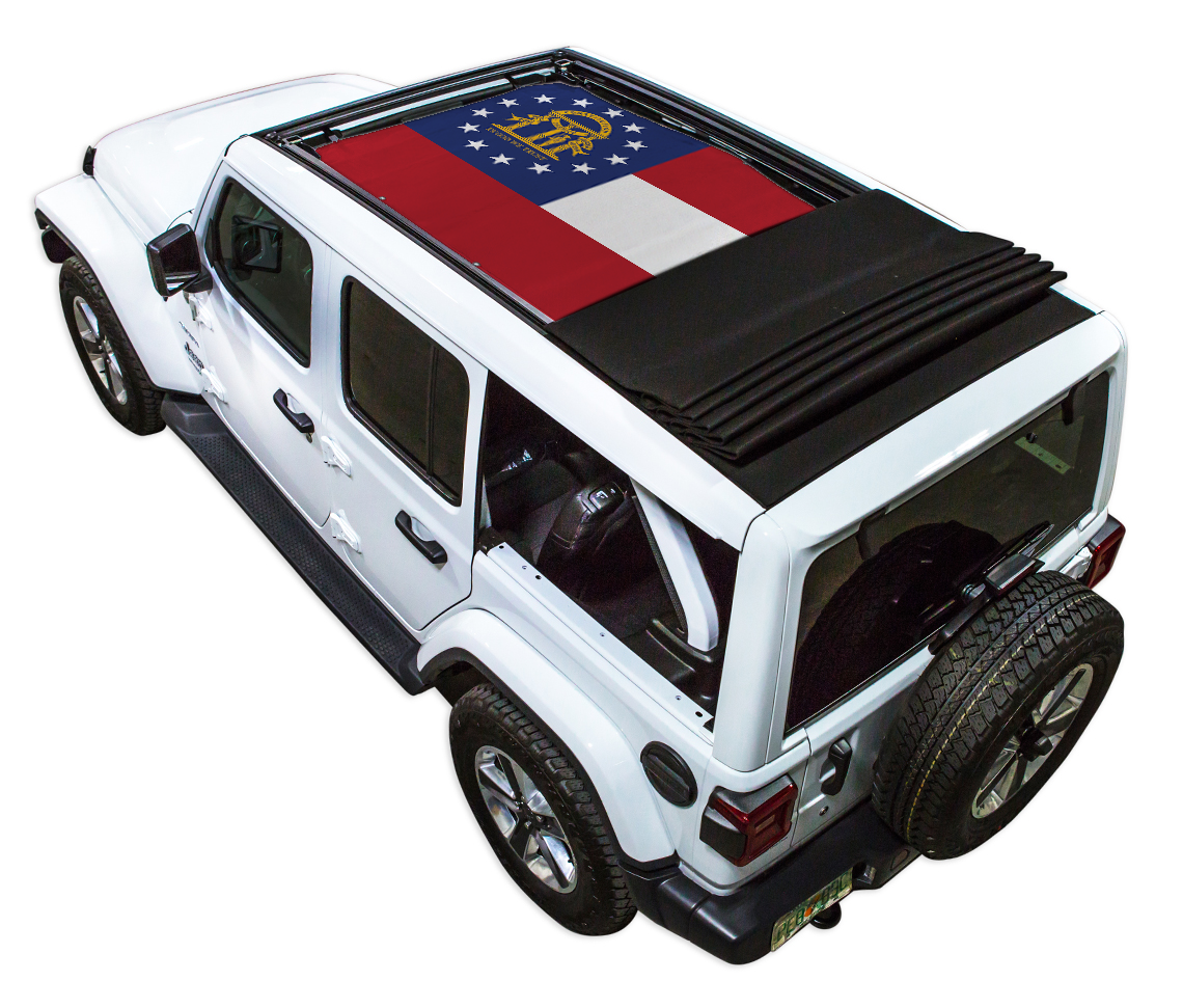 Jeep Wrangler JLU Sky One Touch Power Top Sun Shade Stock Printed Shade Top (2018–2026)