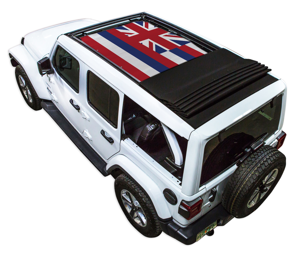 Jeep Wrangler JLU Sky One Touch Power Top Sun Shade Stock Printed Shade Top (2018–2026)