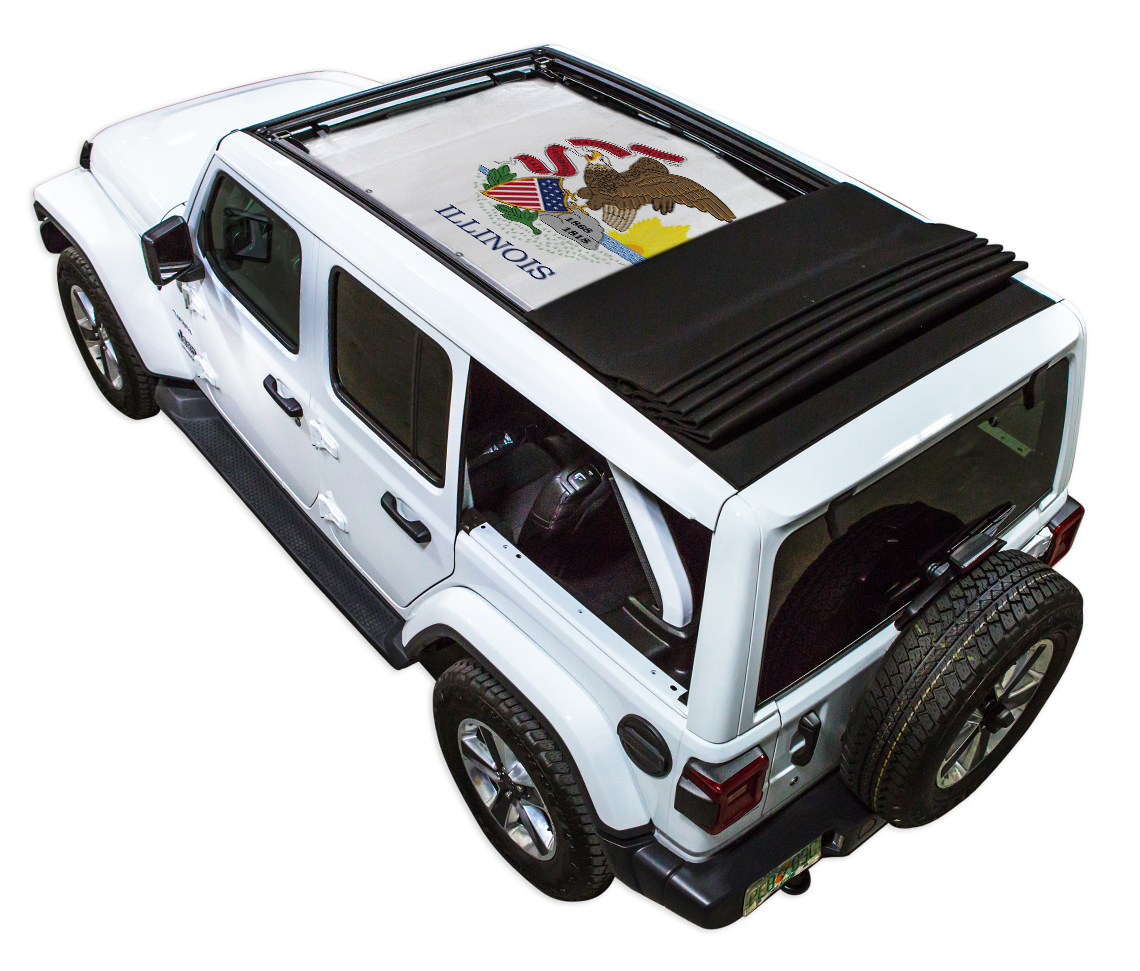 Jeep Wrangler JLU Sky One Touch Power Top Sun Shade Stock Printed Shade Top (2018–2026)