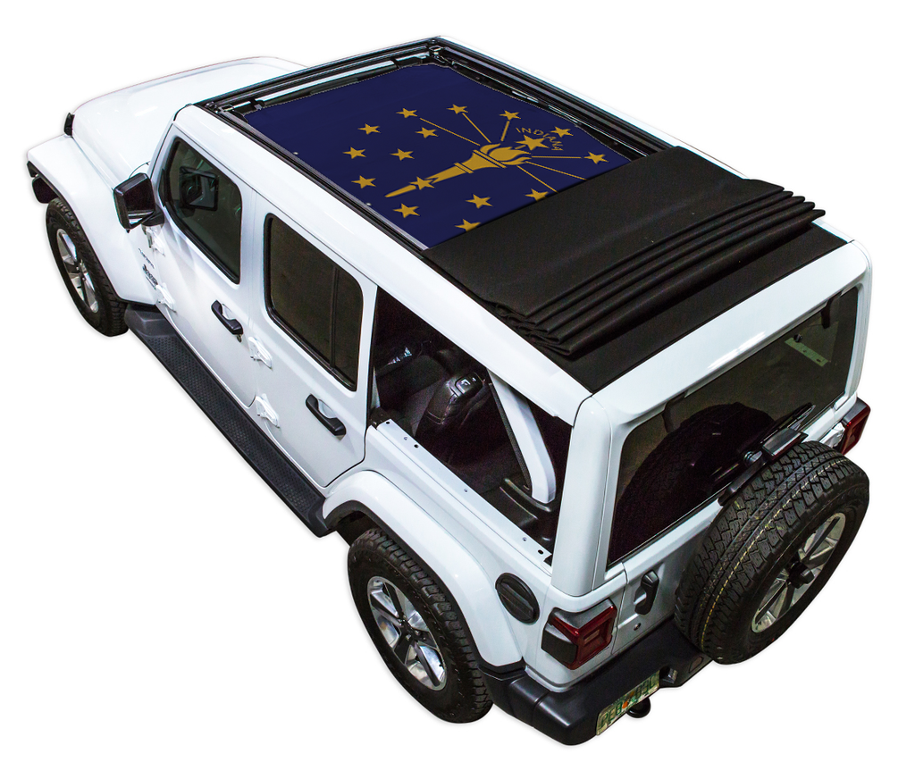 Jeep Wrangler JLU Sky One Touch Power Top Sun Shade Stock Printed Shade Top (2018–2026)