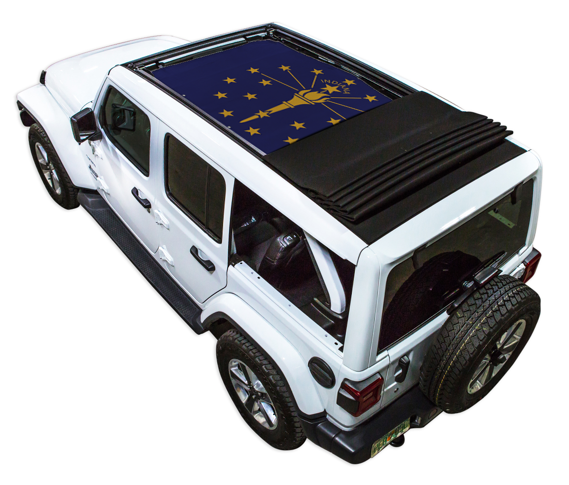 Jeep Wrangler JLU Sky One Touch Power Top Sun Shade Stock Printed Shade Top (2018–2026)