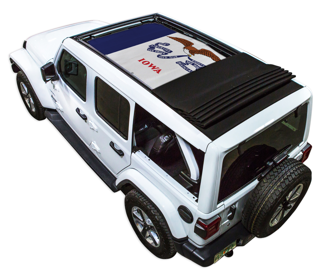 Jeep Wrangler JLU Sky One Touch Power Top Sun Shade Stock Printed Shade Top (2018–2026)
