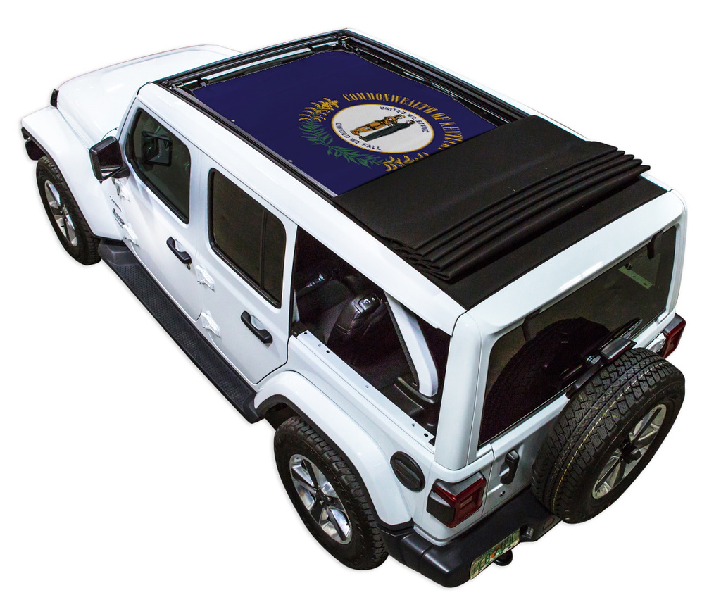 Jeep Wrangler JLU Sky One Touch Power Top Sun Shade Stock Printed Shade Top (2018–2026)