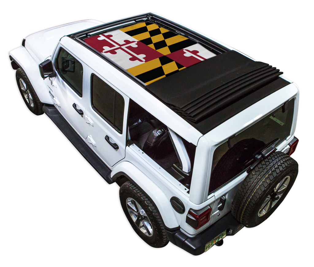 Jeep Wrangler JLU Sky One Touch Power Top Sun Shade Stock Printed Shade Top (2018–2026)