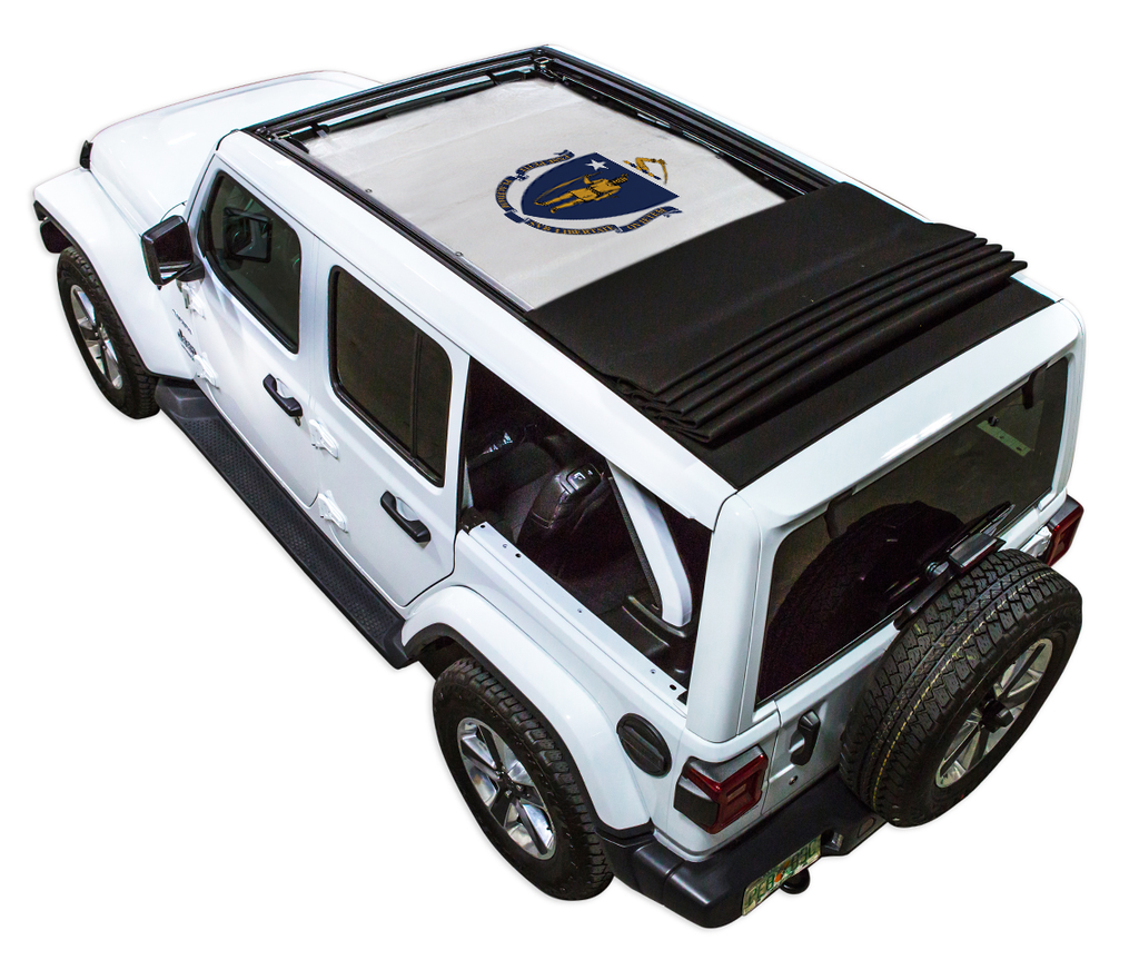 Jeep Wrangler JLU Sky One Touch Power Top Sun Shade Stock Printed Shade Top (2018–2026)