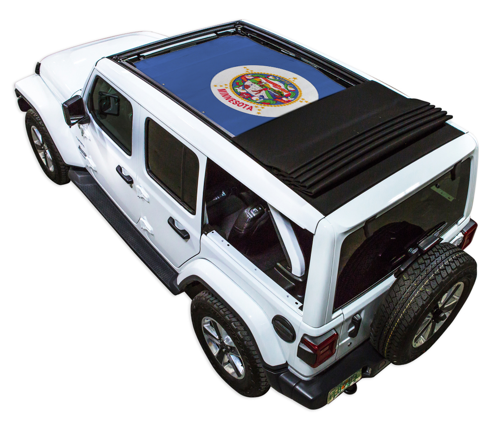 Jeep Wrangler JLU Sky One Touch Power Top Sun Shade Stock Printed Shade Top (2018–2026)