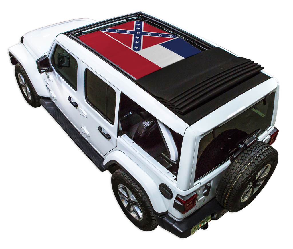 Jeep Wrangler JLU Sky One Touch Power Top Sun Shade Stock Printed Shade Top (2018–2026)