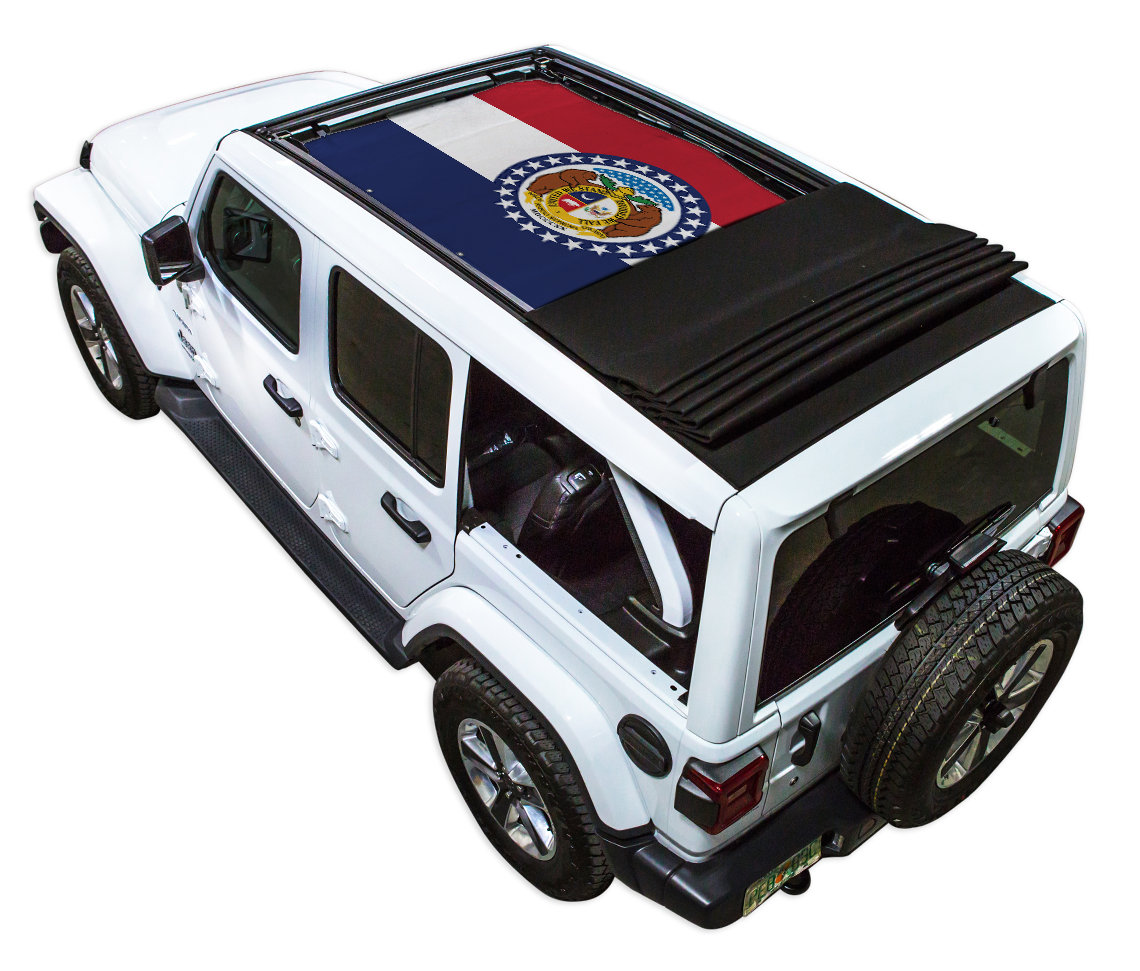 Jeep Wrangler JLU Sky One Touch Power Top Sun Shade Stock Printed Shade Top (2018–2026)