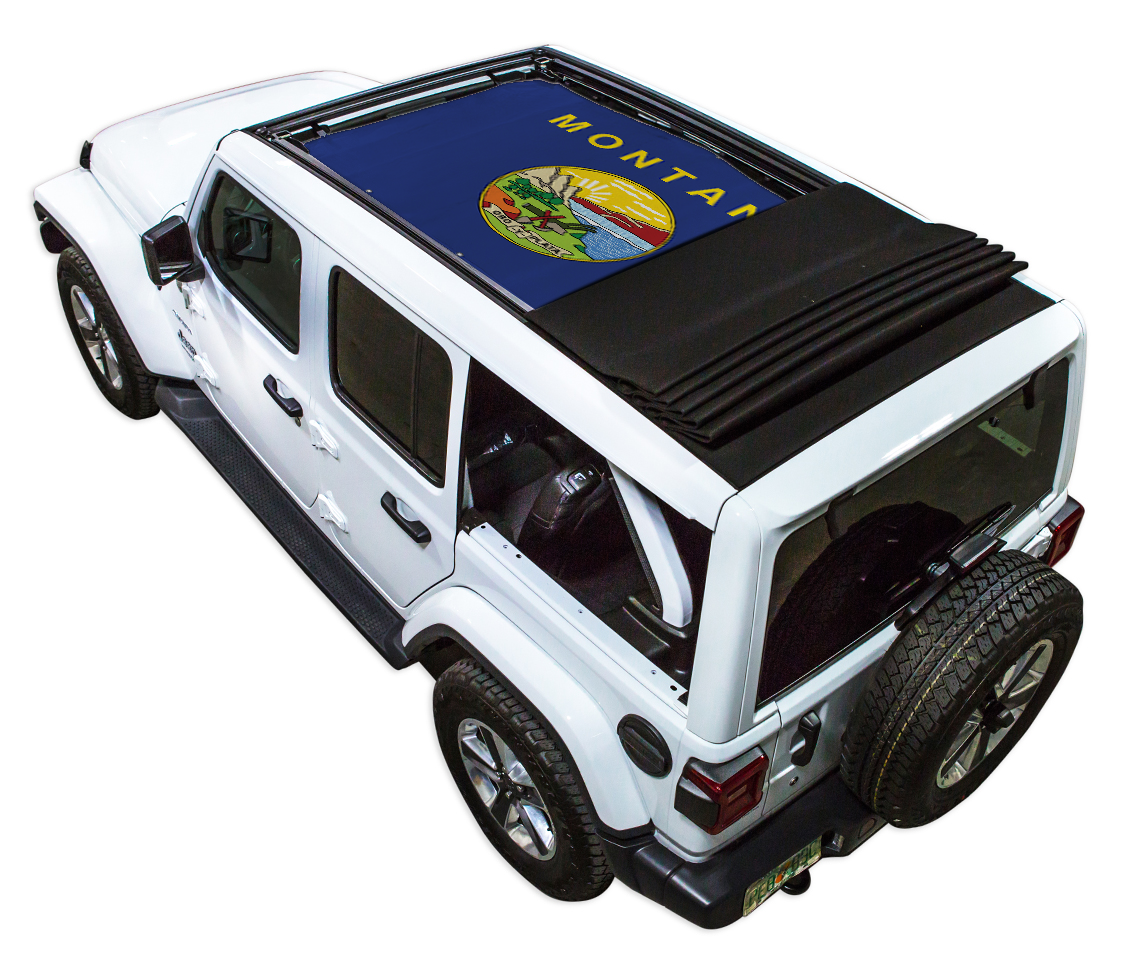 Jeep Wrangler JLU Sky One Touch Power Top Sun Shade Stock Printed Shade Top (2018–2026)