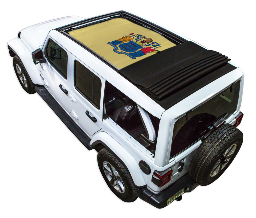 Jeep Wrangler JLU Sky One Touch Power Top Sun Shade Stock Printed Shade Top (2018–2026)