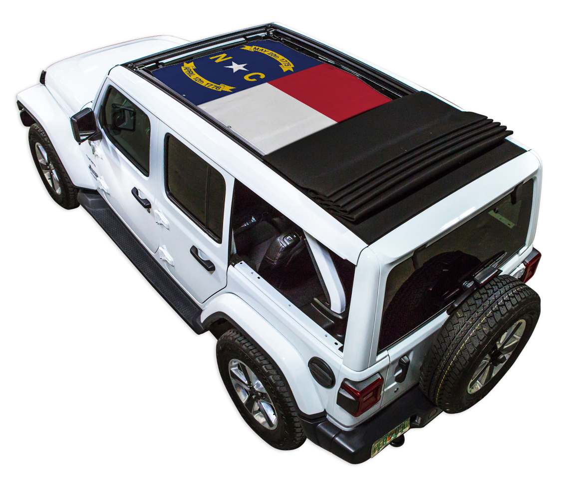 Jeep Wrangler JLU Sky One Touch Power Top Sun Shade Stock Printed Shade Top (2018–2026)
