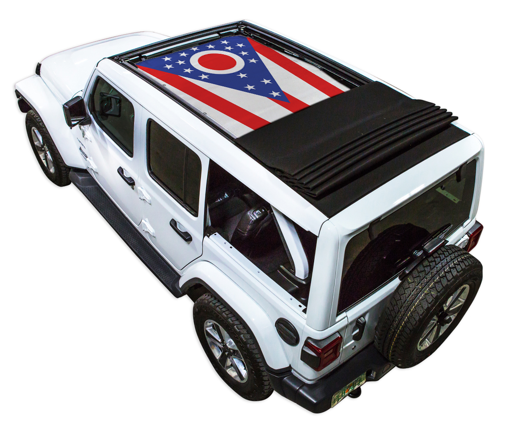 Jeep Wrangler JLU Sky One Touch Power Top Sun Shade Stock Printed Shade Top (2018–2026)