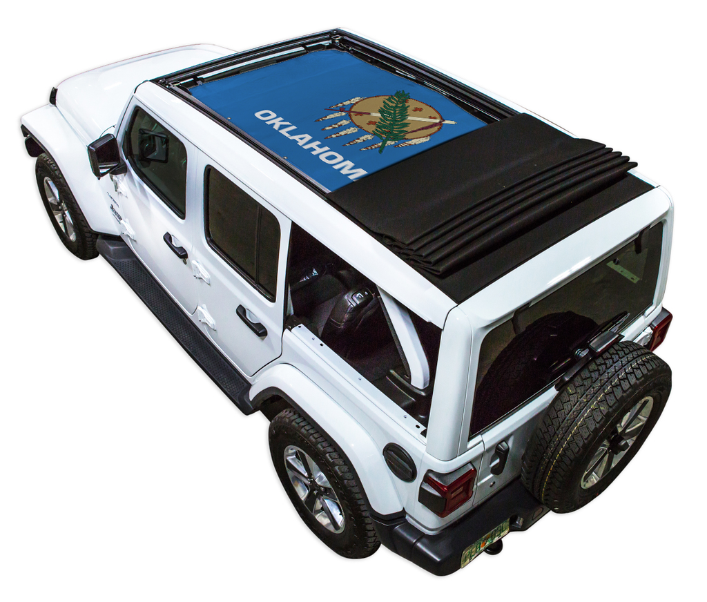 Jeep Wrangler JLU Sky One Touch Power Top Sun Shade Stock Printed Shade Top (2018–2026)