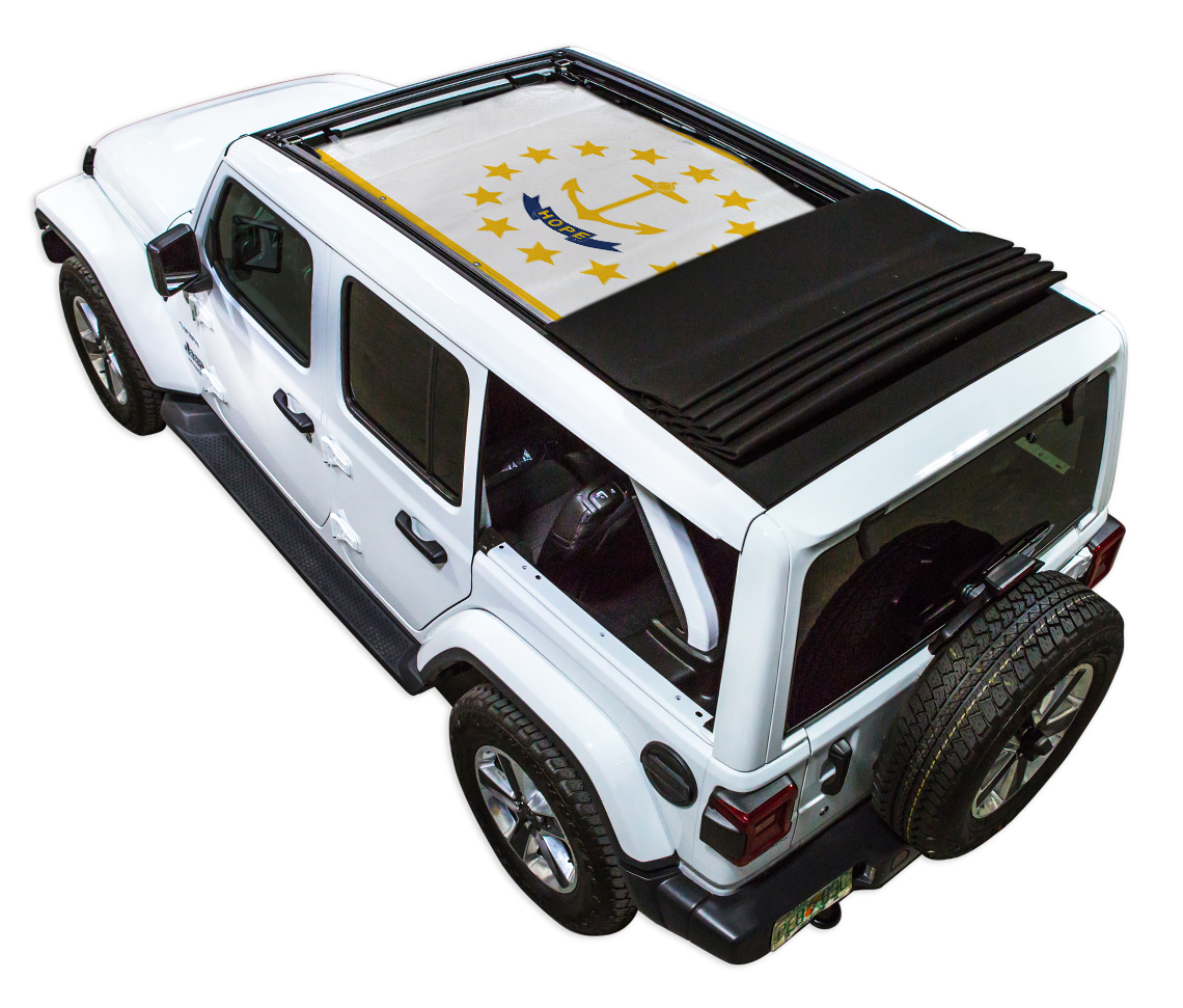 Jeep Wrangler JLU Sky One Touch Power Top Sun Shade Stock Printed Shade Top (2018–2026)