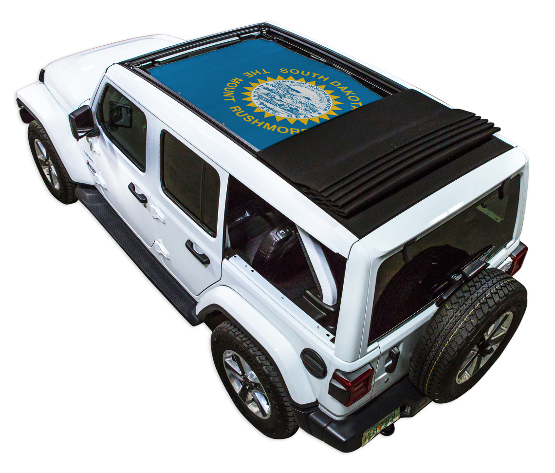 Jeep Wrangler JLU Sky One Touch Power Top Sun Shade Stock Printed Shade Top (2018–2026)