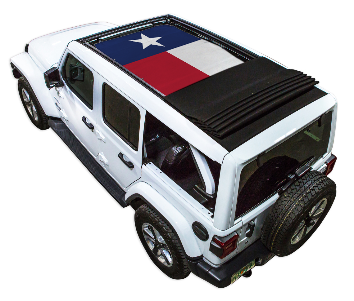 Jeep Wrangler JLU Sky One Touch Power Top Sun Shade Stock Printed Shade Top (2018–2026)
