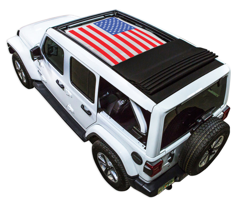 Jeep Wrangler JLU Sky One Touch Power Top Sun Shade Stock Printed Shade Top (2018–2026)