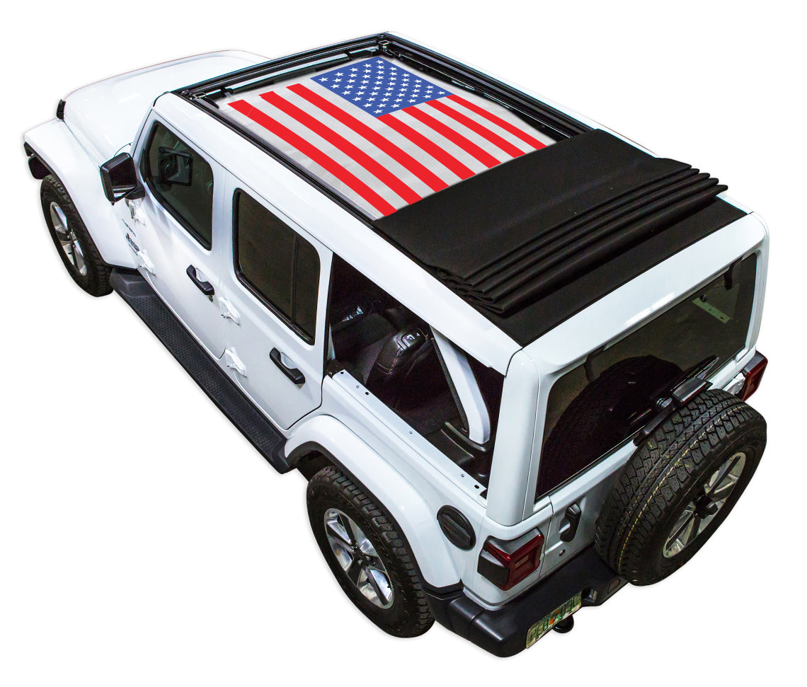 Jeep Wrangler JLU Sky One Touch Power Top Sun Shade Stock Printed Shade Top (2018–2026)