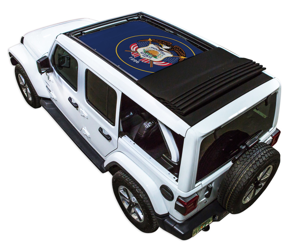 Jeep Wrangler JLU Sky One Touch Power Top Sun Shade Stock Printed Shade Top (2018–2026)