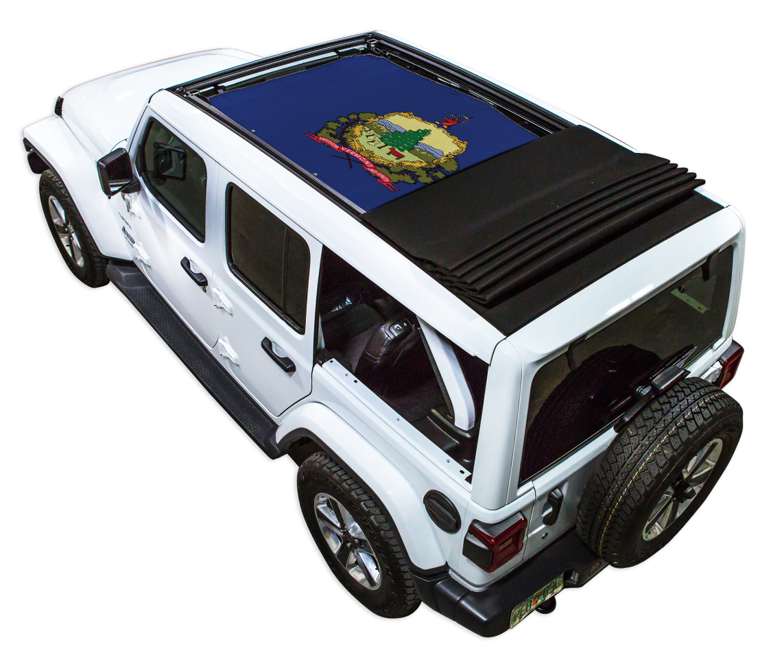 Jeep Wrangler JLU Sky One Touch Power Top Sun Shade Stock Printed Shade Top (2018–2026)