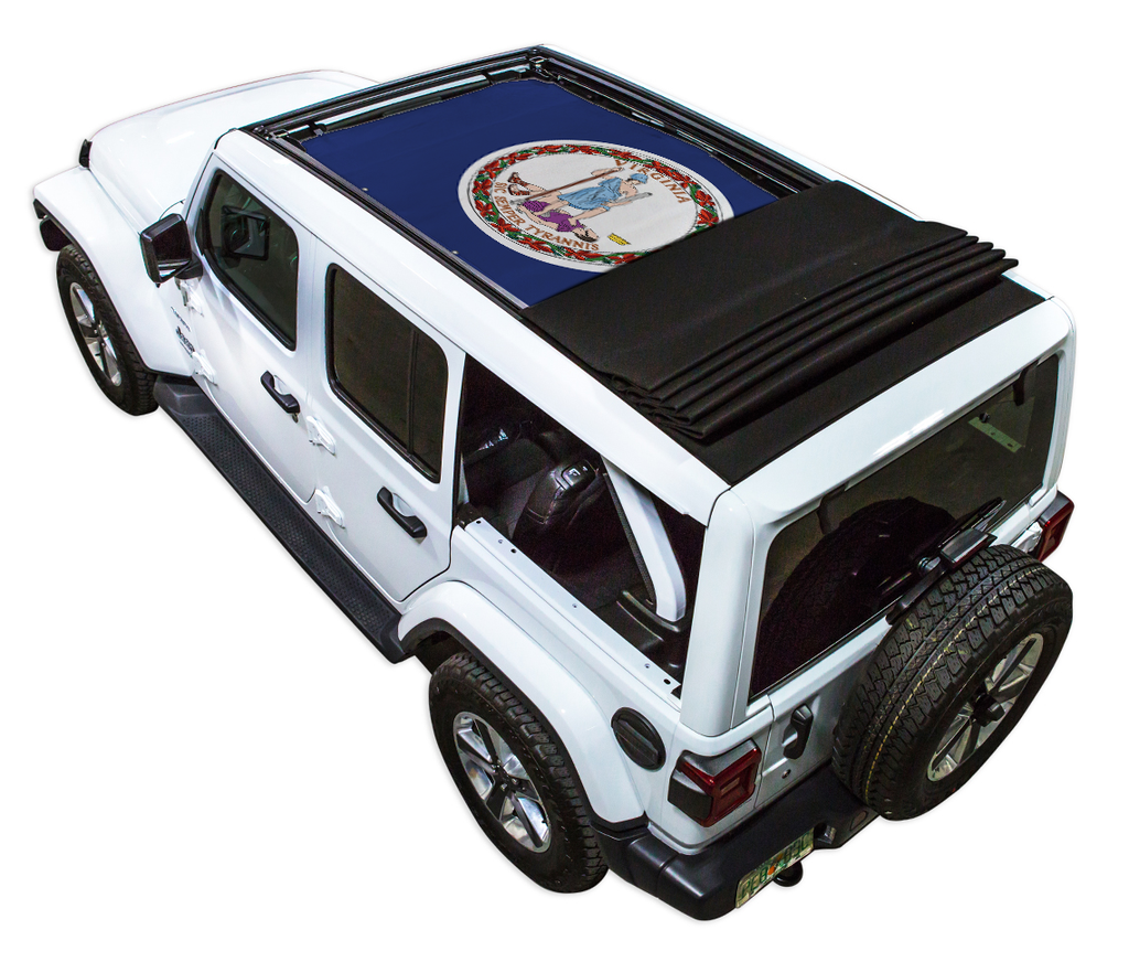 Jeep Wrangler JLU Sky One Touch Power Top Sun Shade Stock Printed Shade Top (2018–2026)