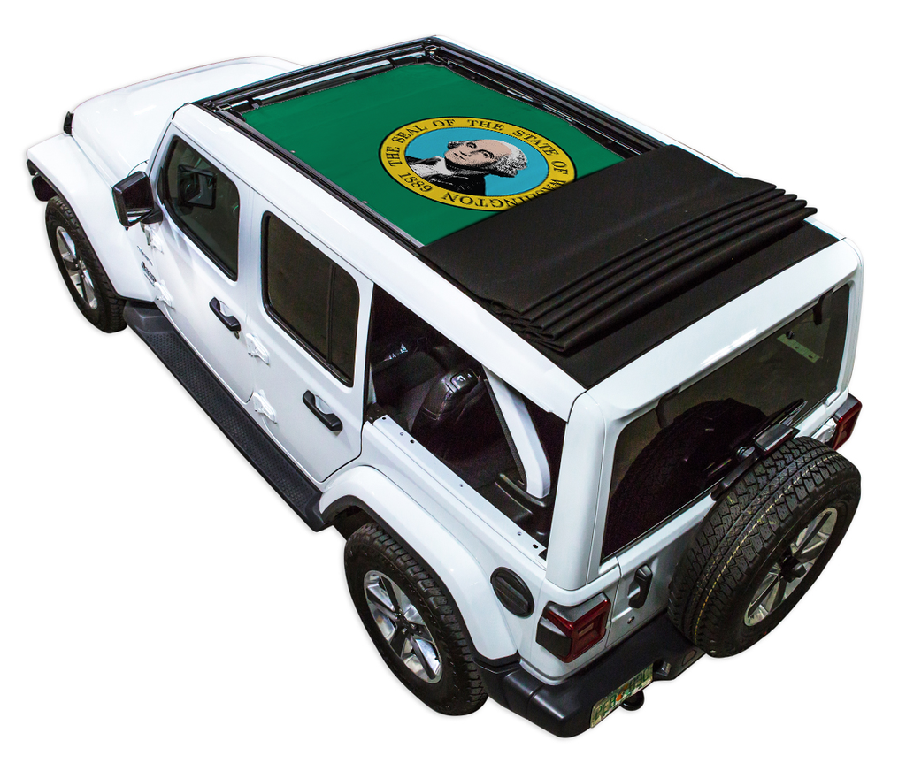 Jeep Wrangler JLU Sky One Touch Power Top Sun Shade Stock Printed Shade Top (2018–2026)