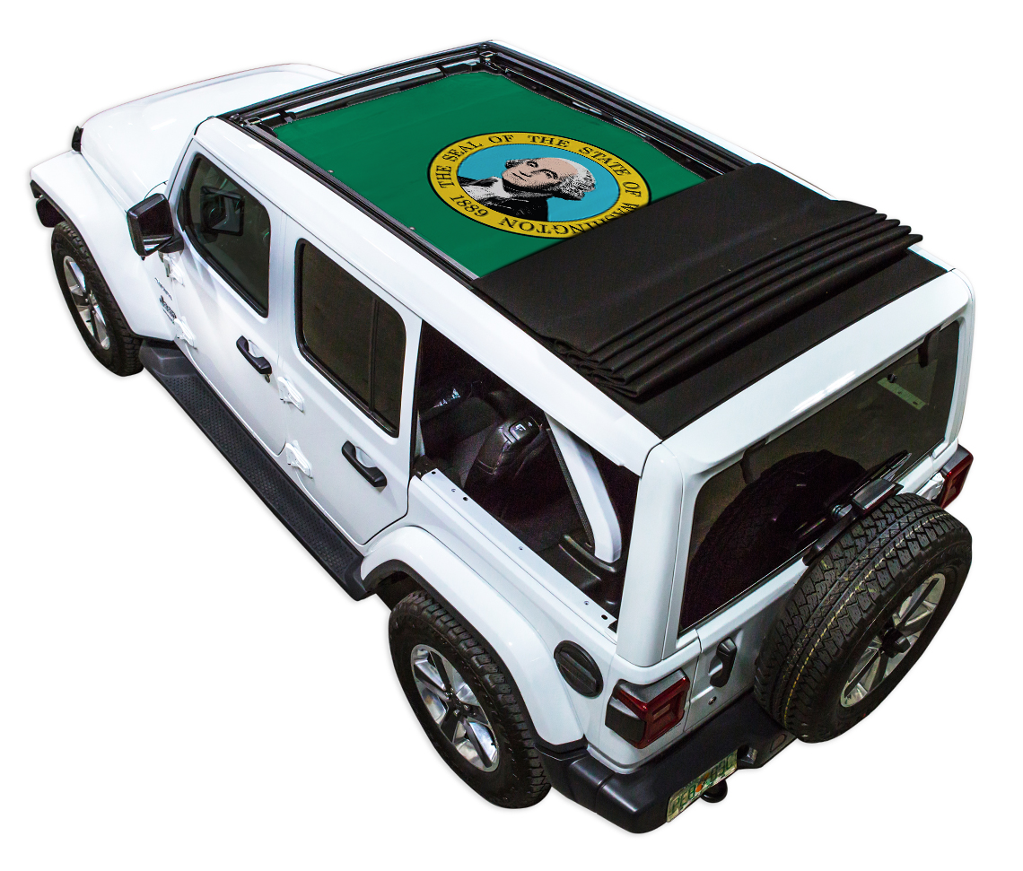 Jeep Wrangler JLU Sky One Touch Power Top Sun Shade Stock Printed Shade Top (2018–2026)