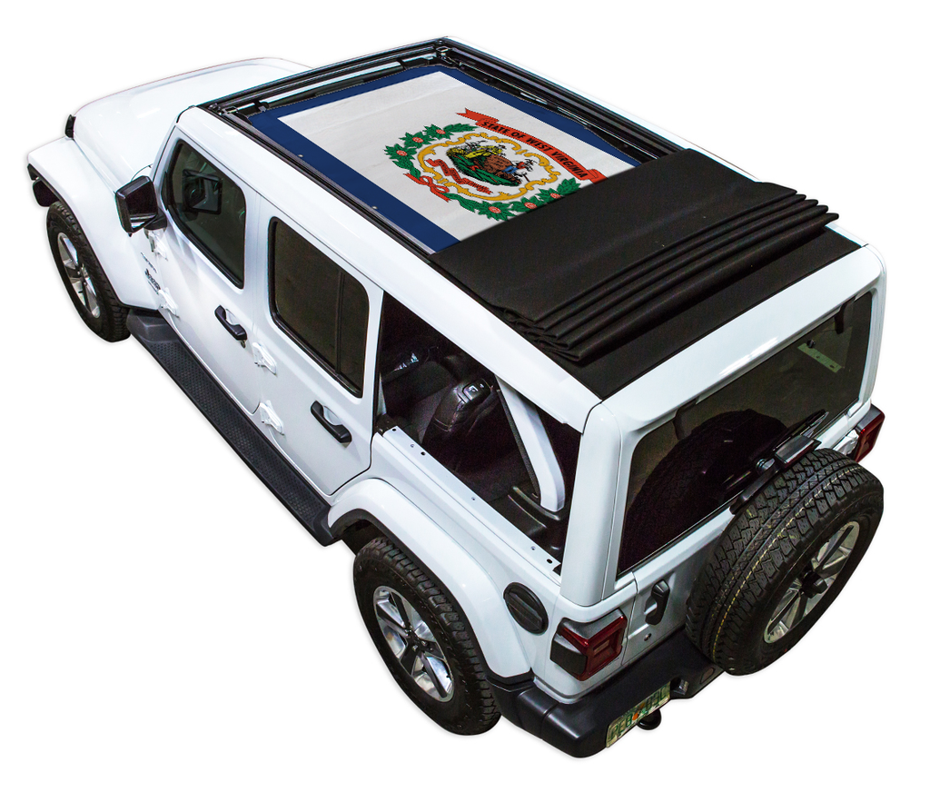 Jeep Wrangler JLU Sky One Touch Power Top Sun Shade Stock Printed Shade Top (2018–2026)