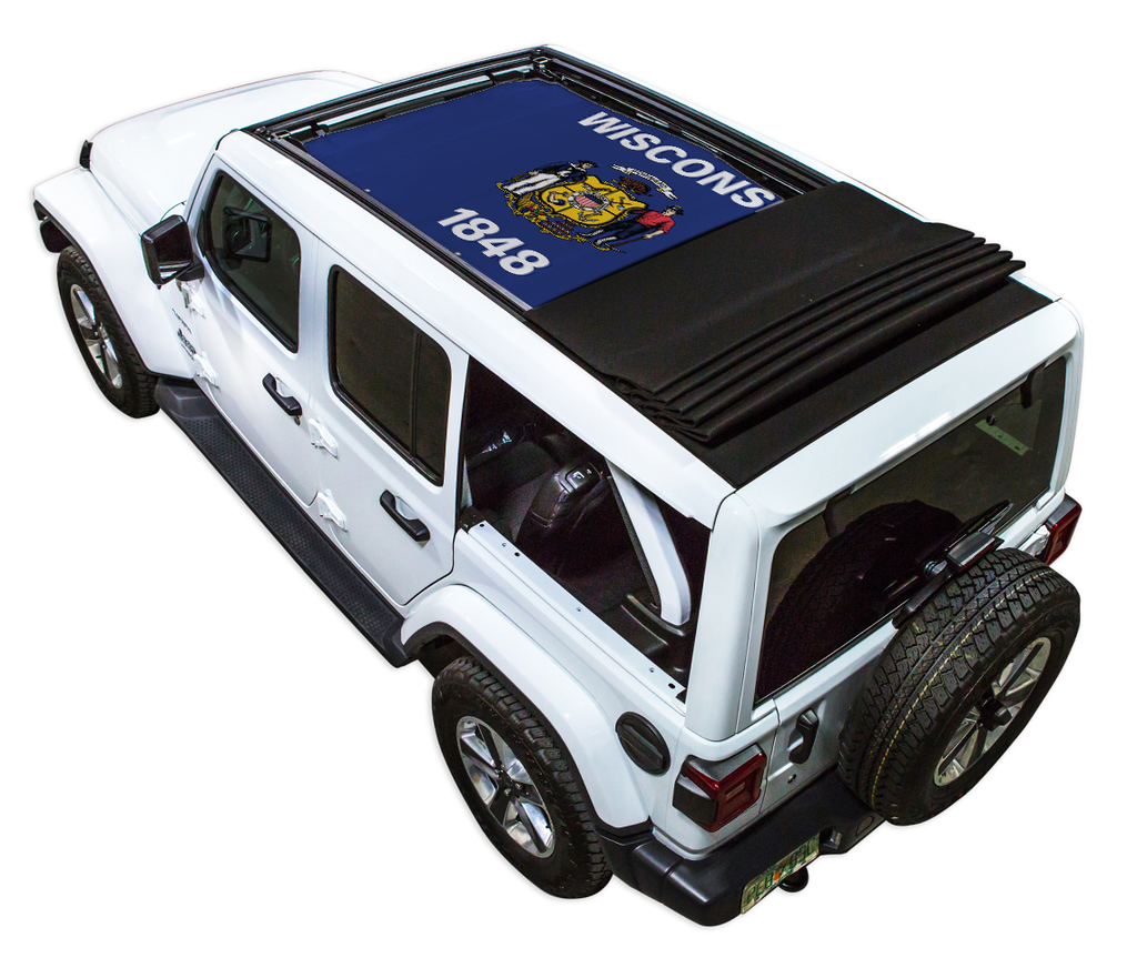 Jeep Wrangler JLU Sky One Touch Power Top Sun Shade Stock Printed Shade Top (2018–2026)