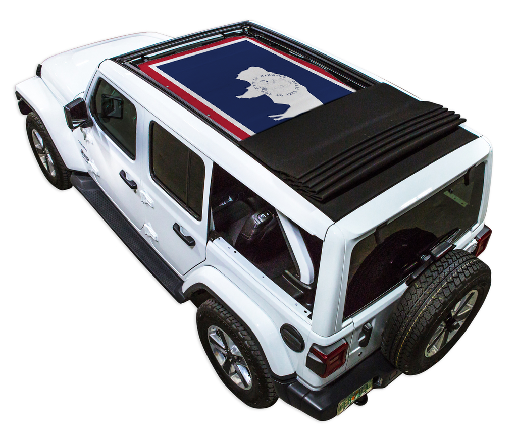 Jeep Wrangler JLU Sky One Touch Power Top Sun Shade Stock Printed Shade Top (2018–2026)