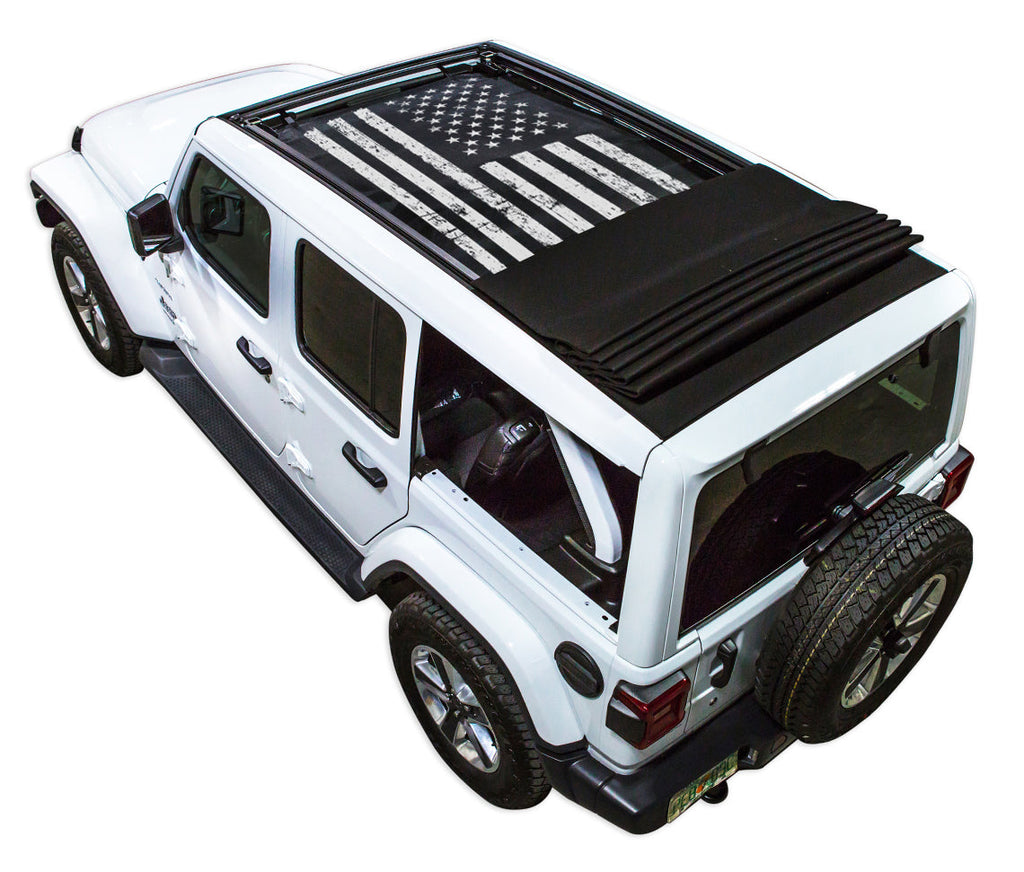 Jeep Wrangler JLU Sky One Touch Power Top Sun Shade Stock Printed Shade Top (2018–2026)