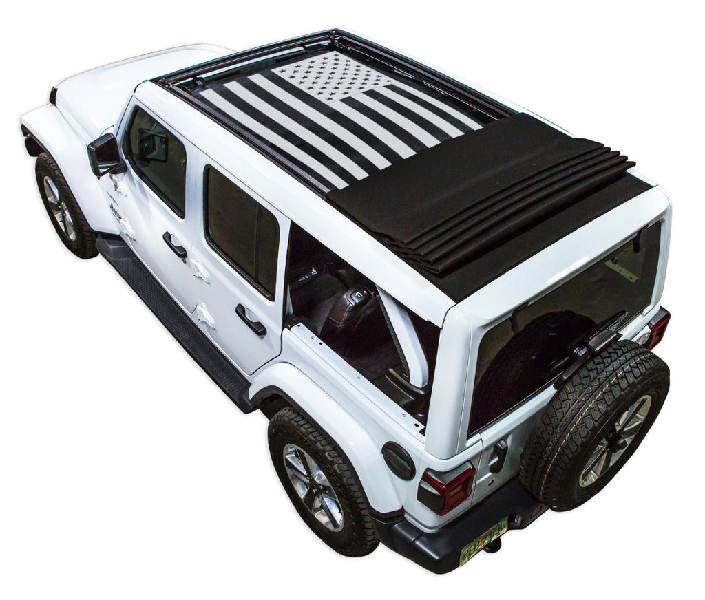 Jeep Wrangler JLU Sky One Touch Power Top Sun Shade Stock Printed Shade Top (2018–2026)