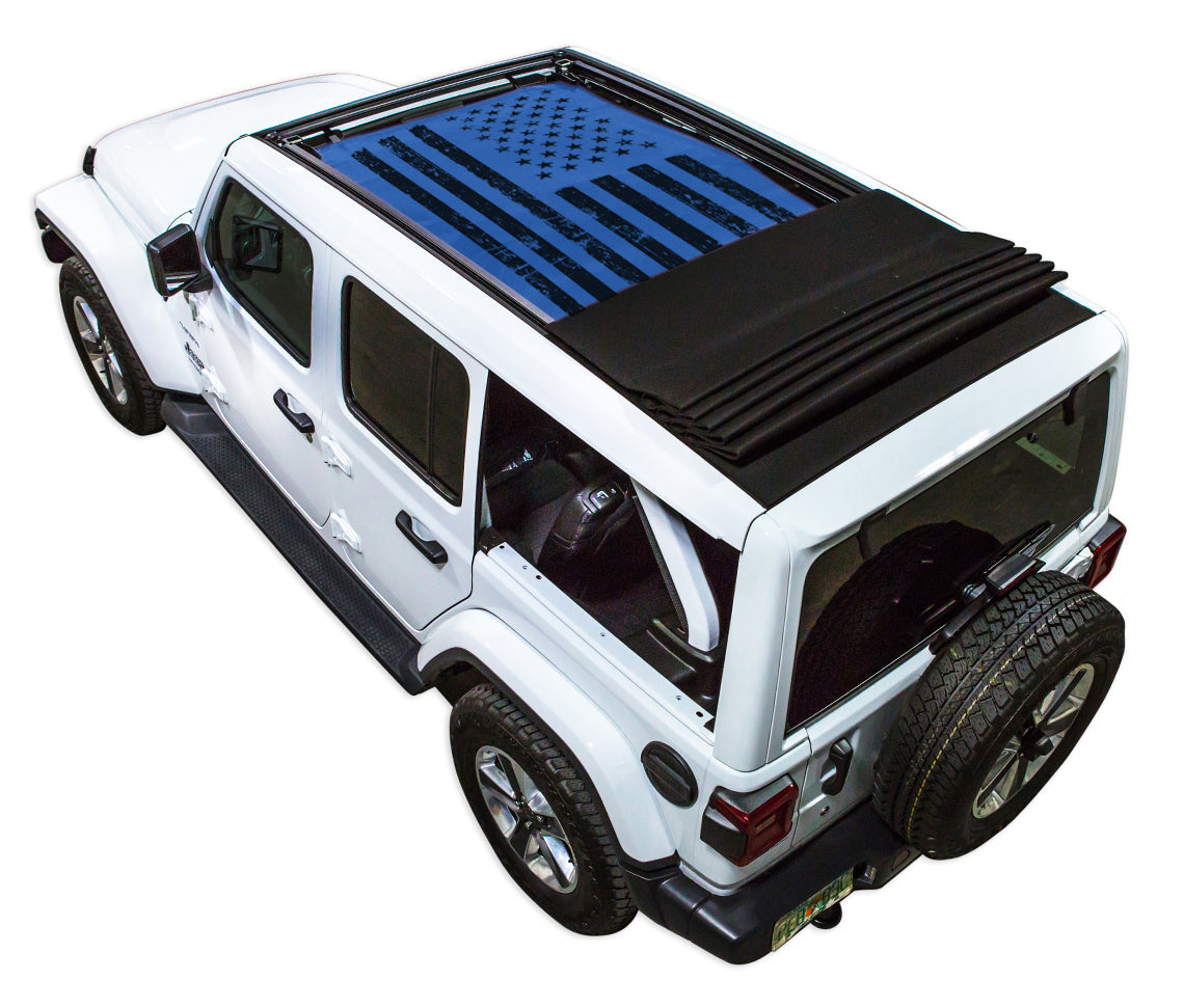 Jeep Wrangler JLU Sky One Touch Power Top Sun Shade Stock Printed Shade Top (2018–2026)