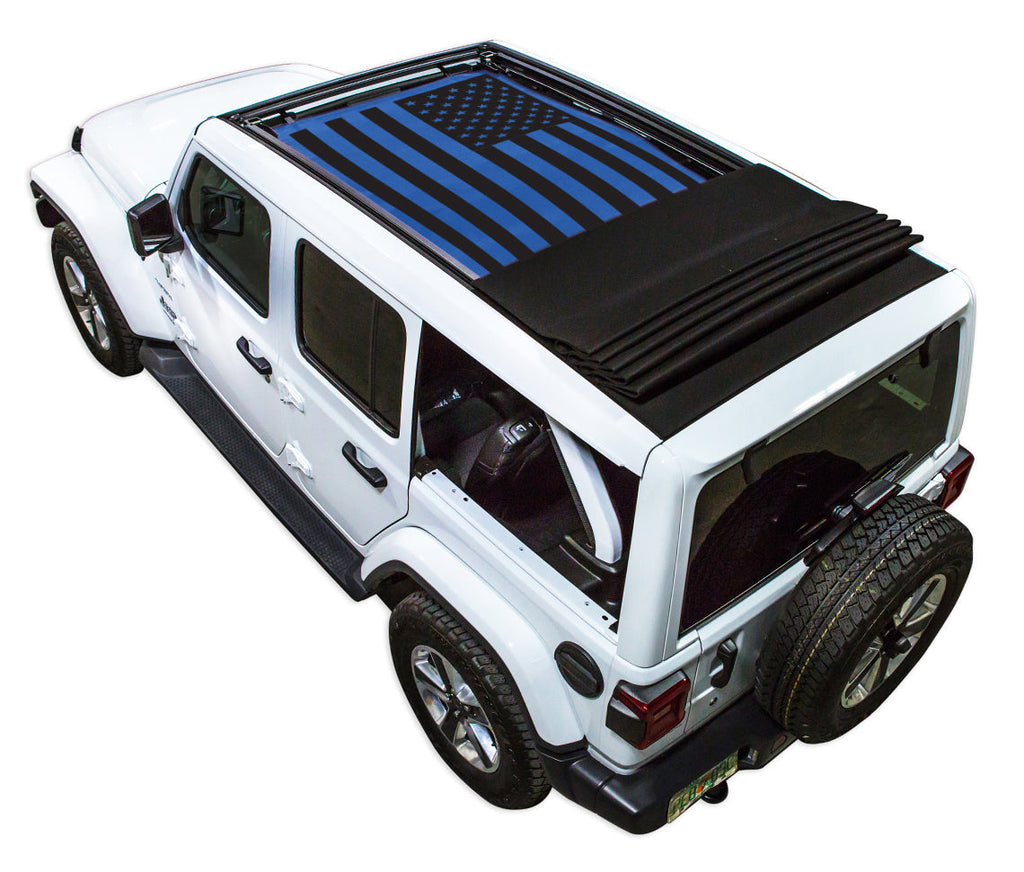 Jeep Wrangler JLU Sky One Touch Power Top Sun Shade Stock Printed Shade Top (2018–2026)