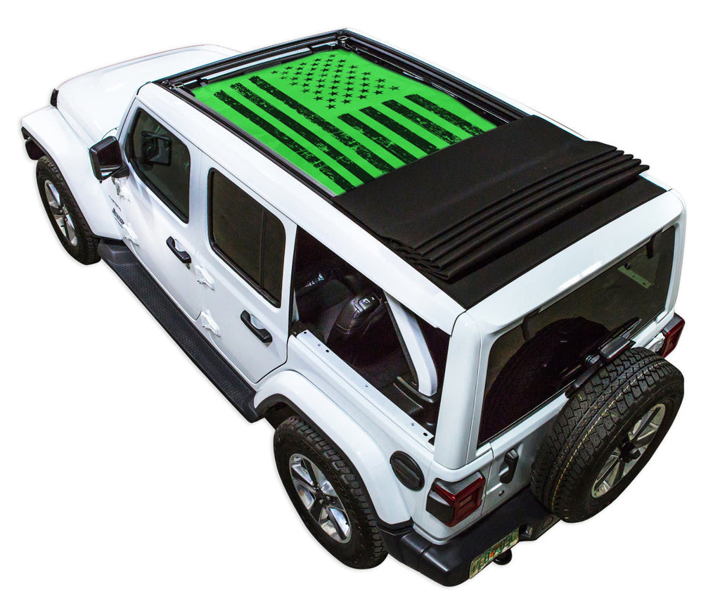 Jeep Wrangler JLU Sky One Touch Power Top Sun Shade Stock Printed Shade Top (2018–2026)